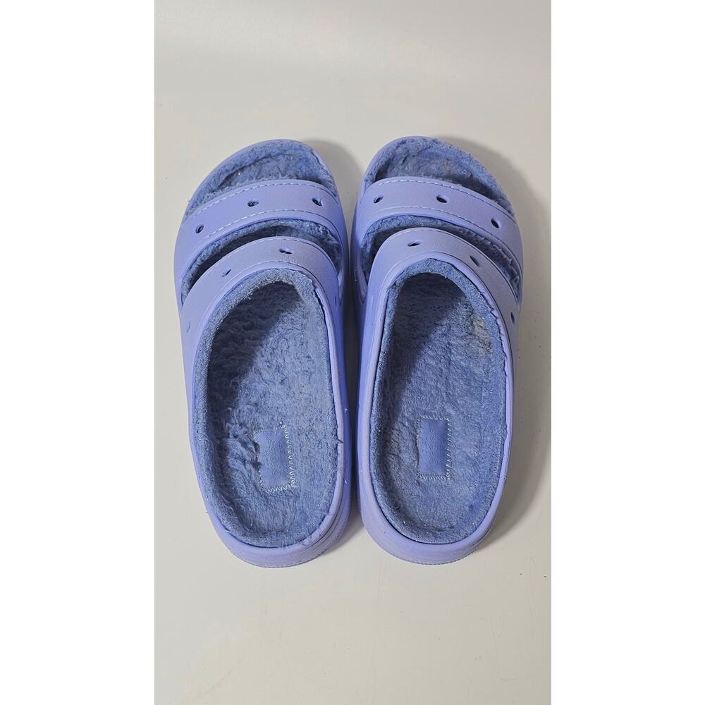 Crocs Classic Cozzzy Digital Violet Fuzzy Lined Sandals Women’s 10 Men’s 8